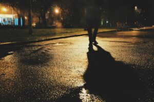 pedestrian, walking, shadow