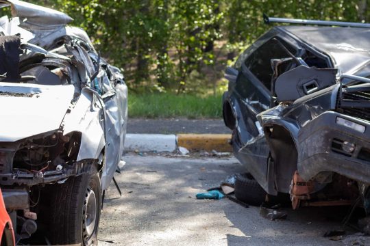 Many,Broken,Cars,After,A,Traffic,Accident,In,The,Parking